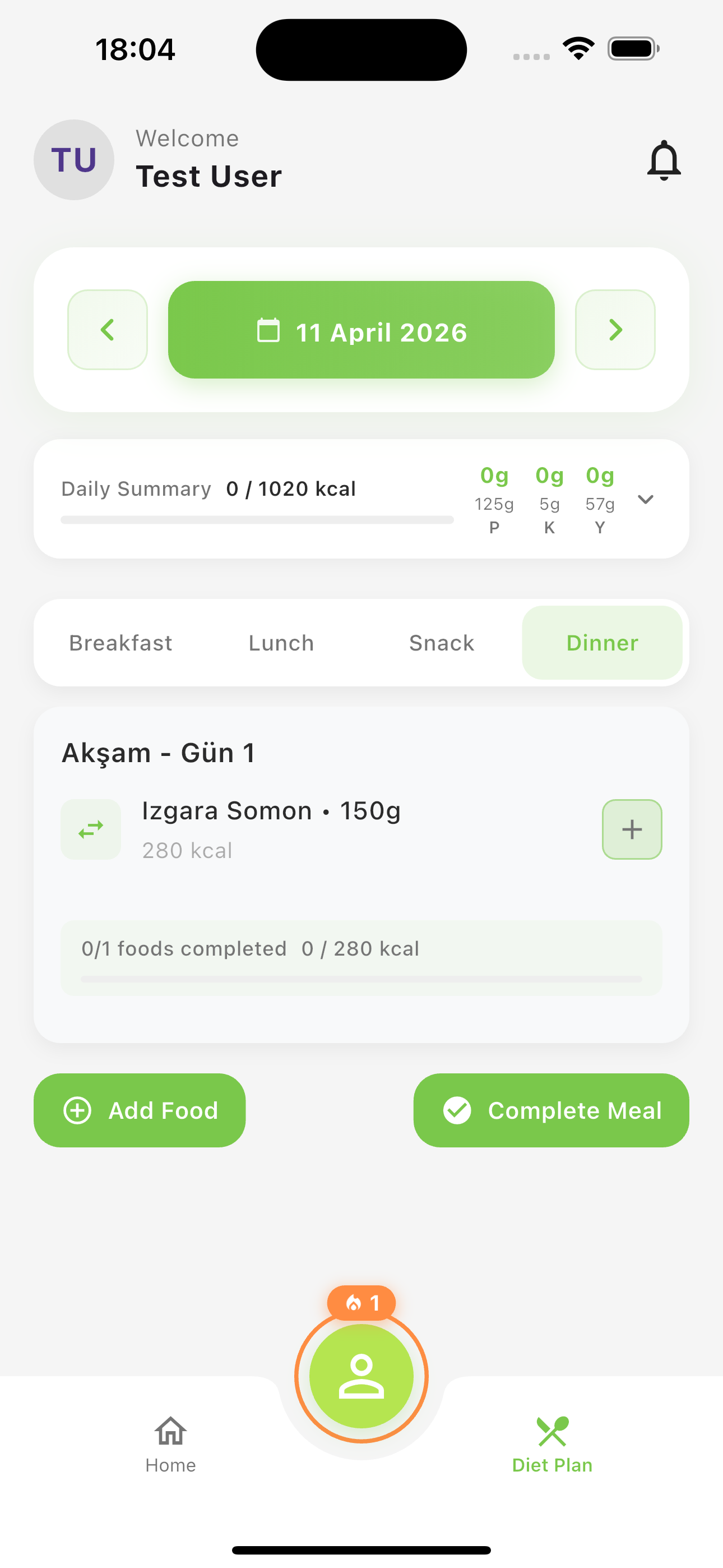 Mobile app screen
